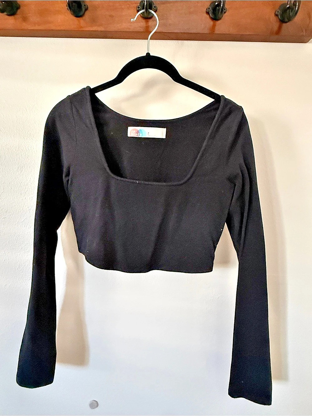 FP Beach Black Long Sleeve Crop Top Size Smal